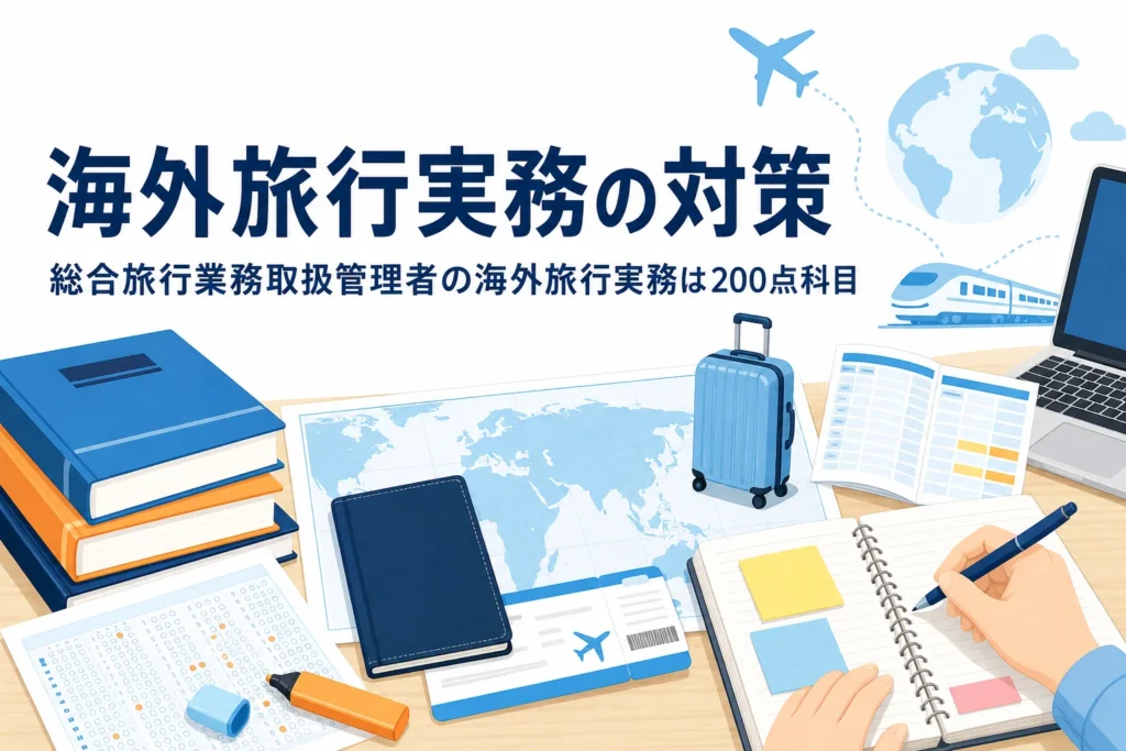 総合旅行業務取扱管理者の海外旅行実務200点科目の対策を解説する記事のアイキャッチ