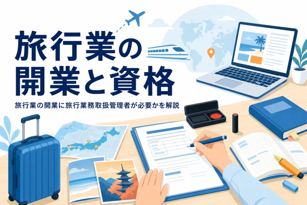 旅行業の開業と旅行業務取扱管理者の関係を解説する記事のアイキャッチ