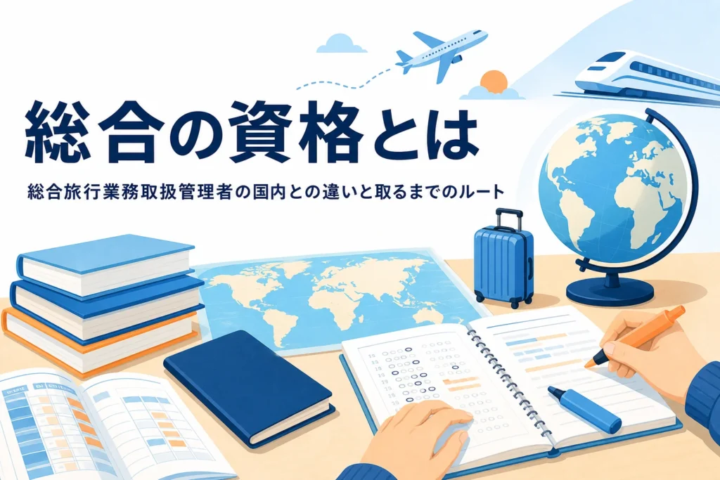 総合旅行業務取扱管理者と国内との違い、取るまでのルートを解説する記事のアイキャッチ