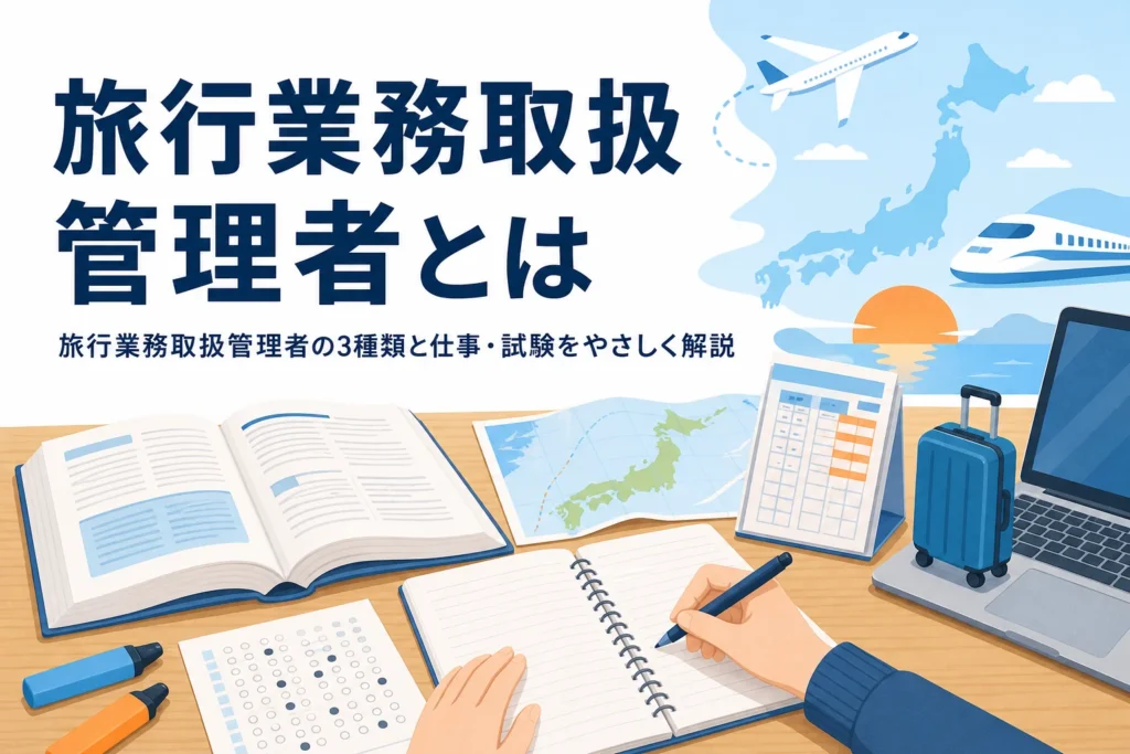 旅行業務取扱管理者の3種類と仕事・試験を解説する記事のアイキャッチ